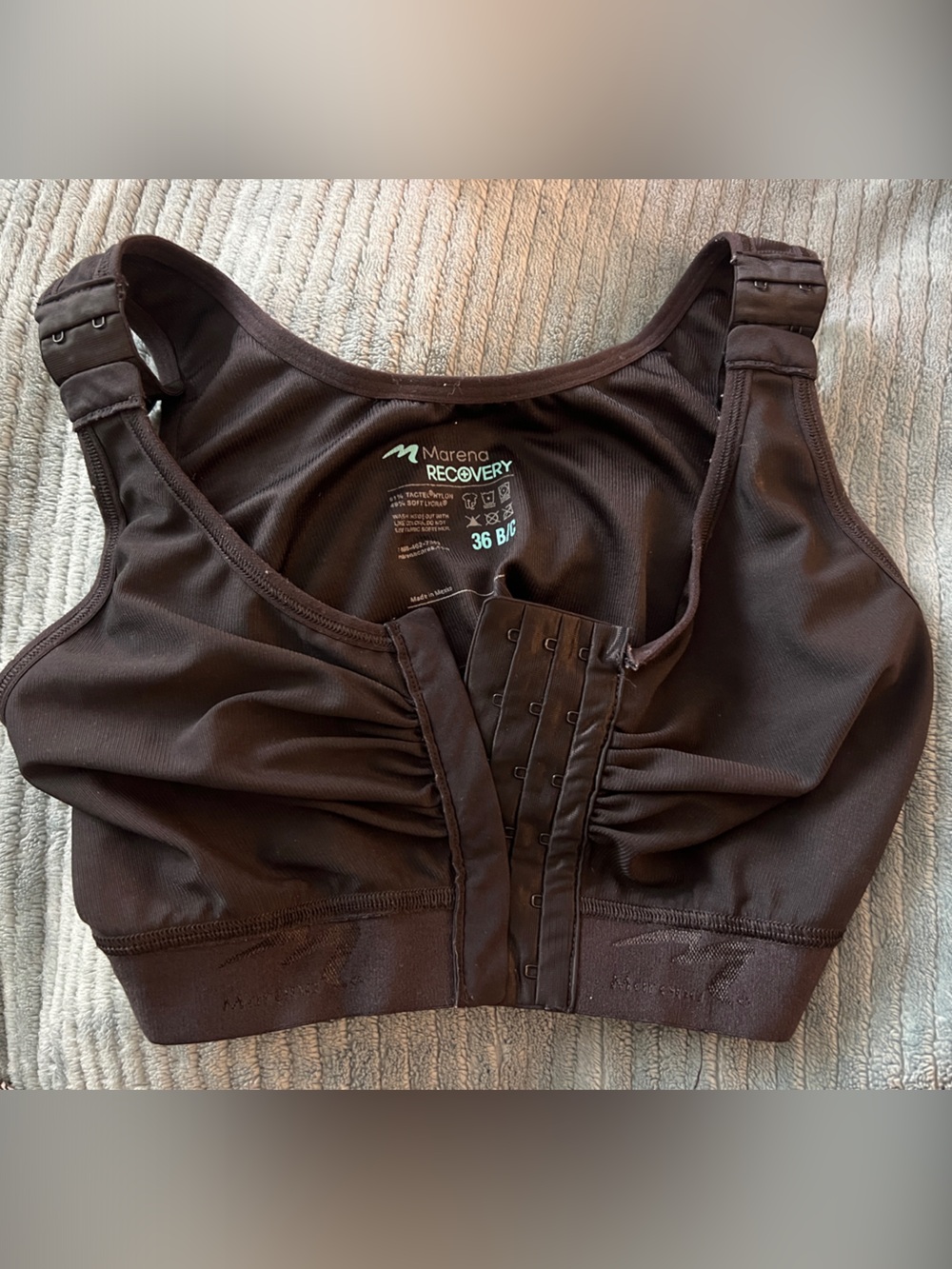 Marena Recovery Front-Closure Black Post-Op Compression Bra